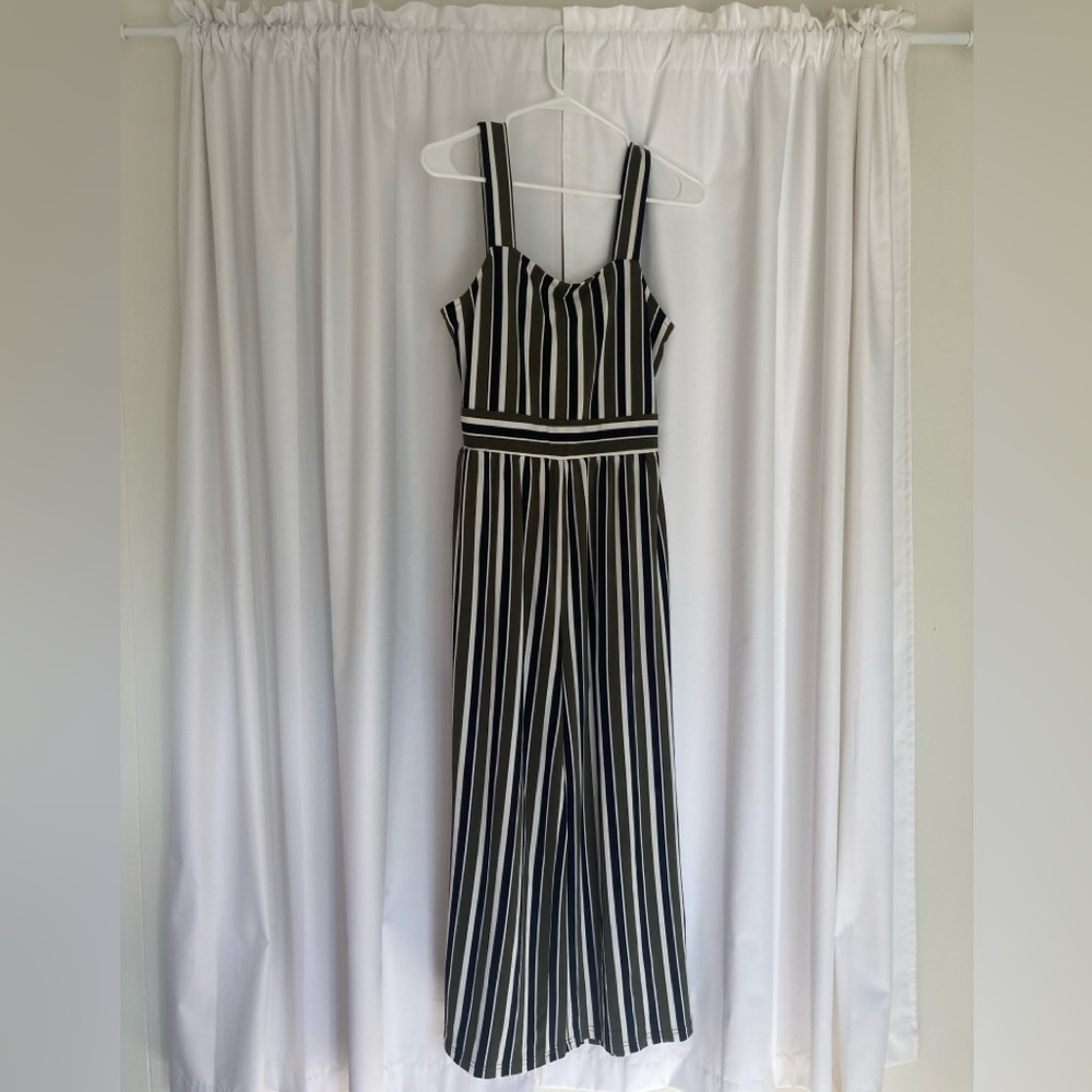 Express Monochrome Striped Jumpsuit